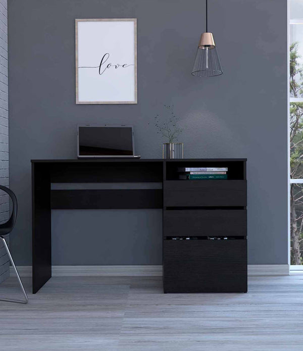 Echo Black Computer Desk with Three Drawers