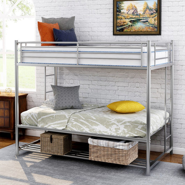 Silver Twin Over Twin Bunk Bed