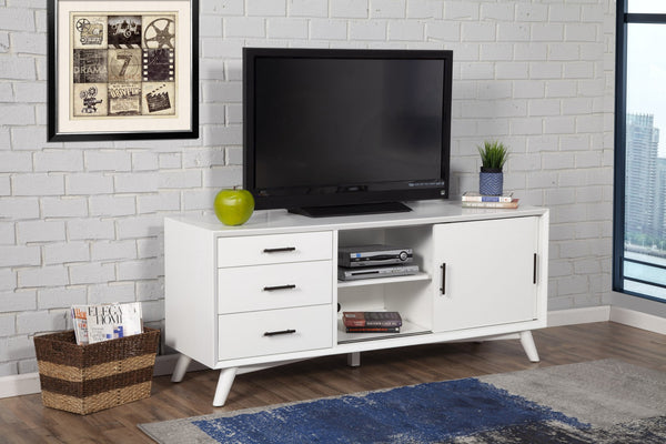 Flair 64" White Mid Century Mod TV Console