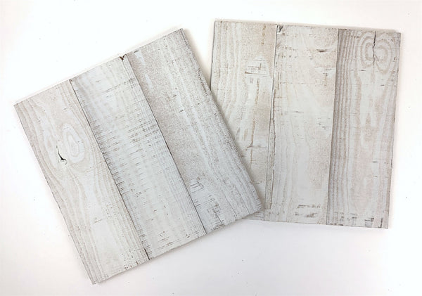 Set of Two Whitewash Rustic Wood Wall Art Hanging Panels