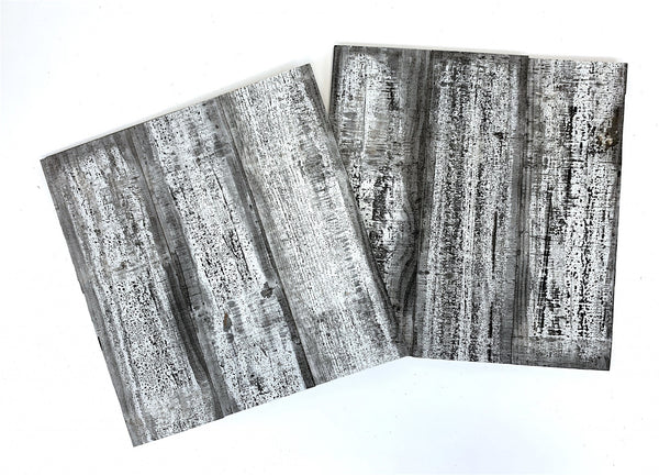 Set of Two Black and Whitewash Rustic Wood Wall Art Hanging Panels