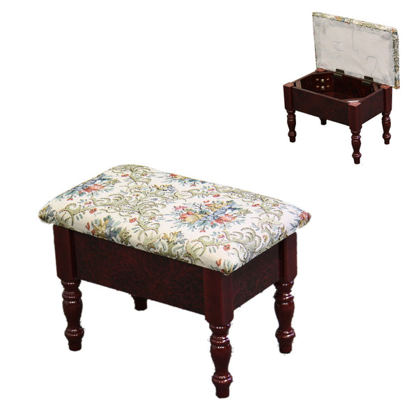 Oak Traditional Tapesty Foot Stool with Storage