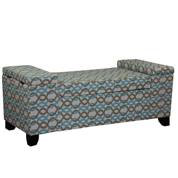 Modern Brown and Taupe Chain Link Triple Storage Bench