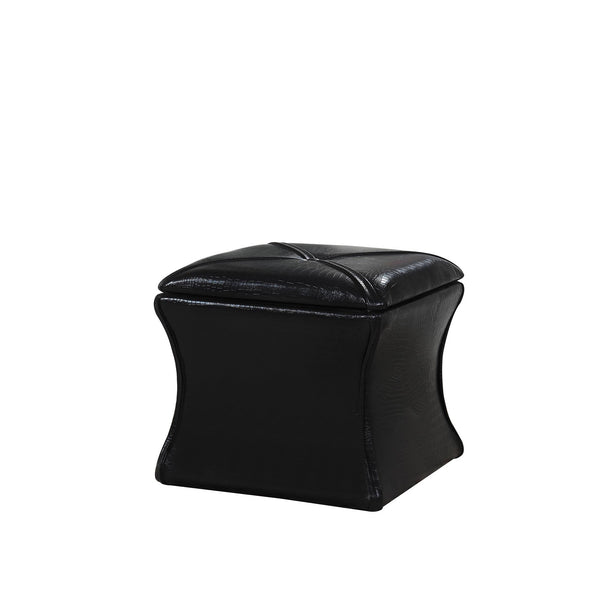 Glam Black Faux Croc Storage Ottoman