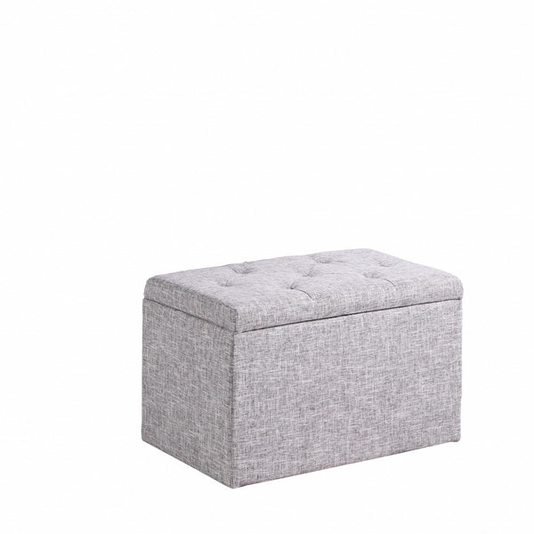 Light Gray Linen Blend Tufted Shoe Storage Bench