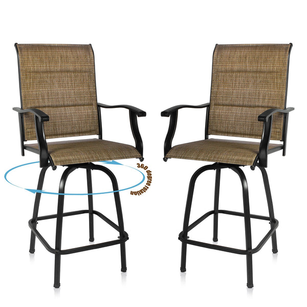 Set of 2 Brown Swivel Indoor Outdoor Bar Stools