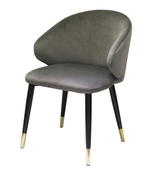 Set of Two Dark Gray Velvet Dining Chairs