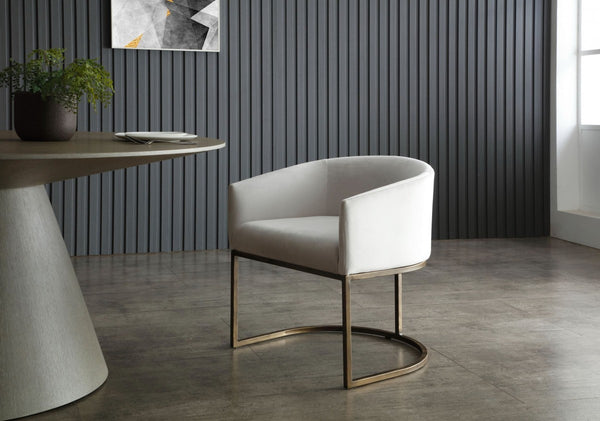 White Velvet Brass Modern Dining Chair