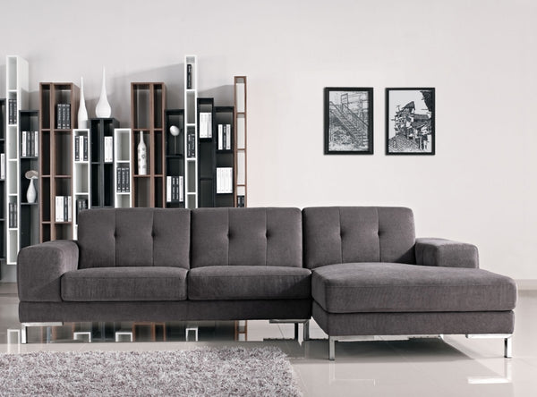 Mod Flare Dark Gray Fabric Right Facing Sectional Sofa