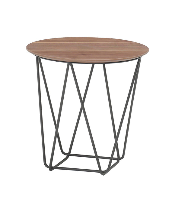 19” Mod Geo Brown and Black Wood and Iron End or Side Table