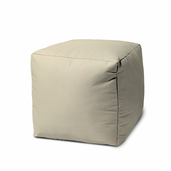 17  Cool Neutral Ivory Solid Color Indoor Outdoor Pouf Cover