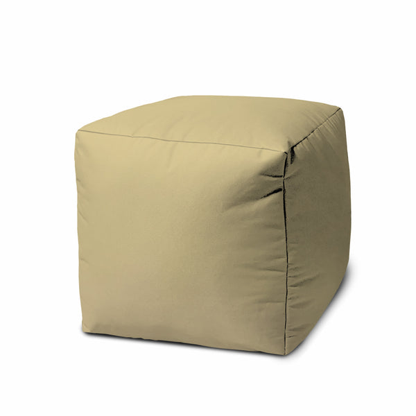 17  Cool Creamy Yellow Beige Solid Color Indoor Outdoor Pouf Cover