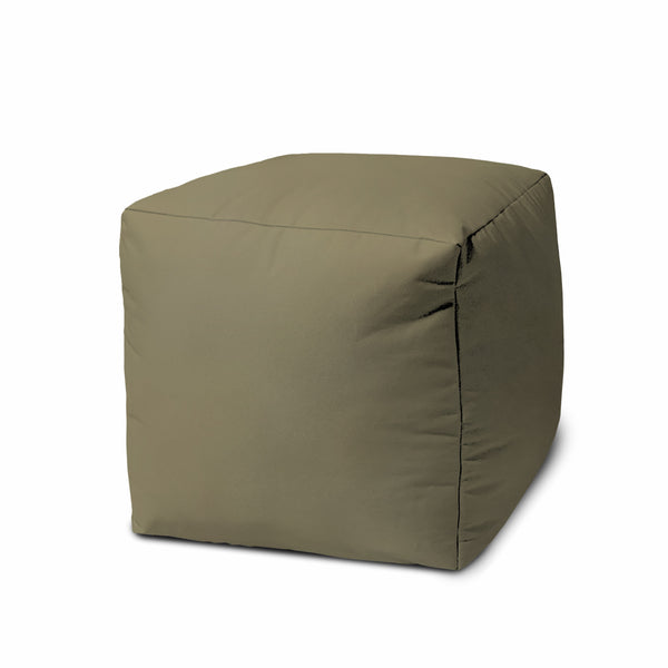 17  Cool Dark Tan Khaki Solid Color Indoor Outdoor Pouf Cover