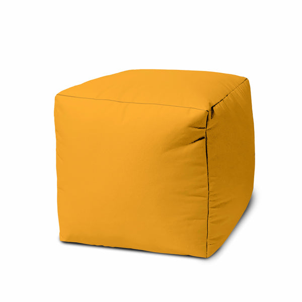 17  Cool Golden Yellow Solid Color Indoor Outdoor Pouf Cover