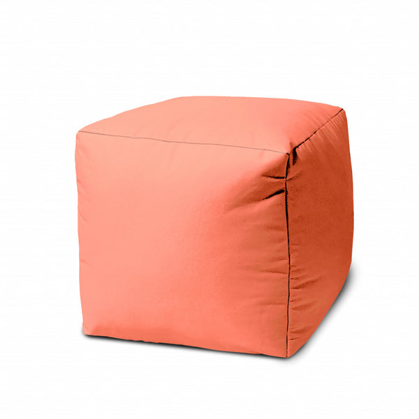 17  Cool Flamingo Coral Solid Color Indoor Outdoor Pouf Cover