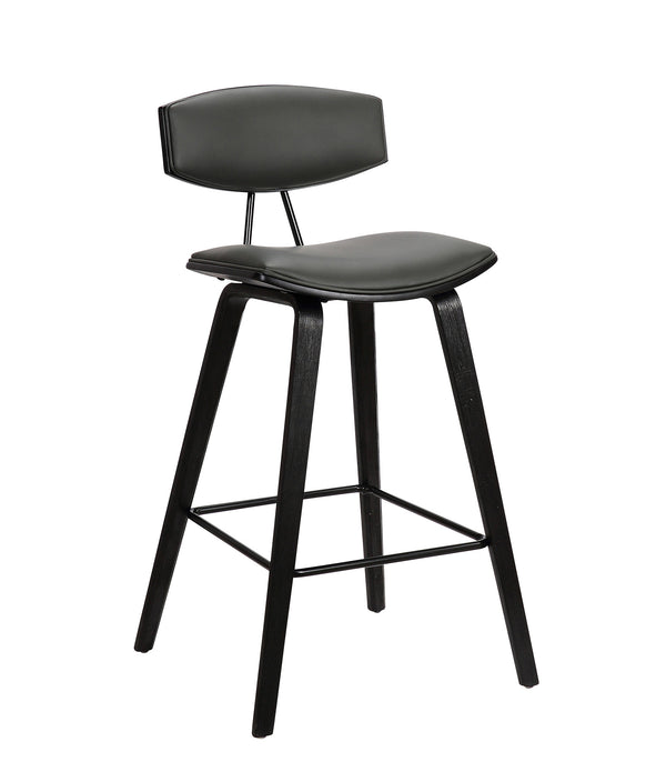 26” Gray Faux Leather Mid Century Modern Bar Stool